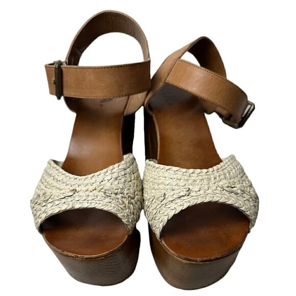 Mia Platform Wood Heel Shoes with "Crochet" Band - Picture 1 of 7